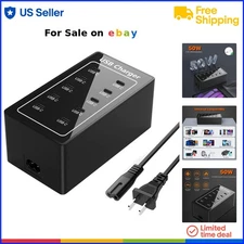 USB C Charger 50W 10-Port Power Hub Smart Dock for iPhone Tablets Phones
