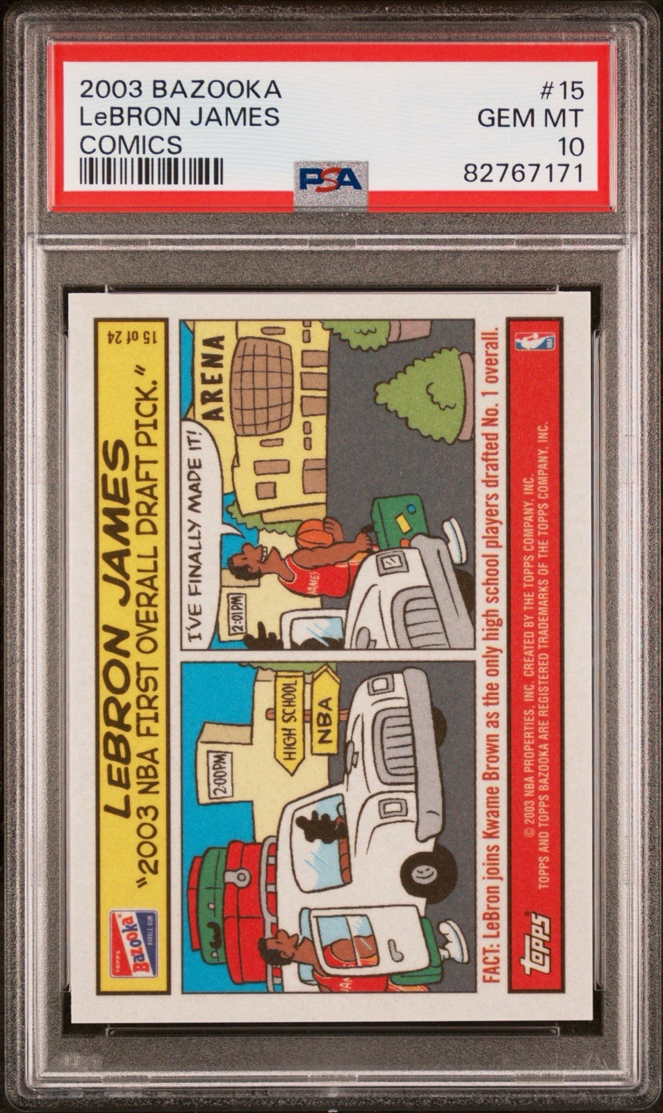 2003 Bazooka Comics LeBRON JAMES Rookie Card #15 Lakers Cavs Gem Mint PSA 10