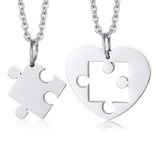 Herz Puzzle Kette für 2  Pärchen Ketten Freundschaft Liebe Partner beste Freunde
