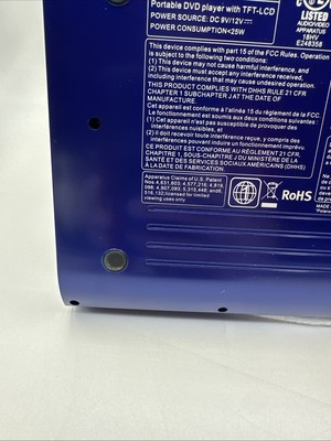 Polaroid Portable DVD CD Player w TFT-LCD Blue Swivel Screen