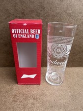 Single Budweiser Branded ‘Official Beer Of England’ Pint Beer Glass 20oz New
