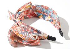 Women's Floral Print Boho, Preppy Top Knot Fabric Bow Headband BRAND NEW