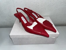 Jimmy Choo Frances 60mm Studded Leather Pumps Women's US 9.5, Ruby Red