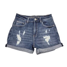 Justice Girls Denim Shorts 16 Distressed Blue Medium Wash Cuffed Summer Casual