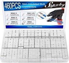 460PCS Non Insulated Butt Connectors Kit, Butt Splice Connectors, 24-8 Gauge
