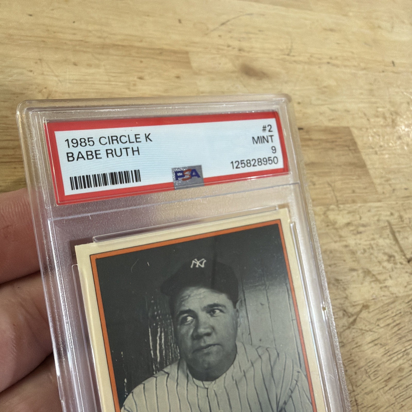 Babe Ruth Baseball Card PSA 9 MINT Topps Circle K New York Yankees Bronx 1985 NY view 5
