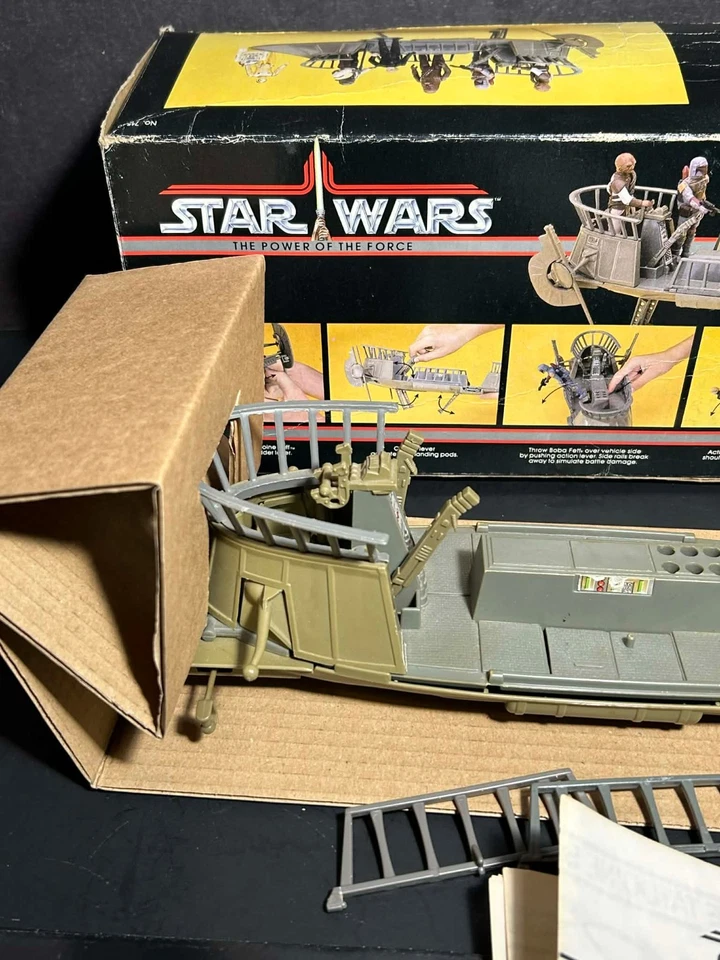 Винтажный Kenner Star Wars 1984 POTF Татуин Скиф полный автомобиль с коробкой - Изображение 4 из 4
