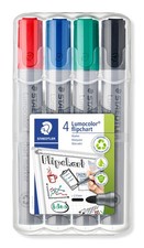 4 Pack Lumocolor Flipchart Marker Bullet Tip Water Based Assorted Colors