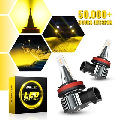 Amber AUXITO CANBUS H11 H8 H9 LED Fog Light Bulbs Daytime Running Light 3000K