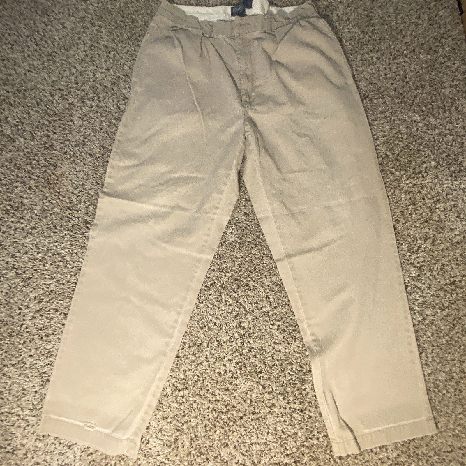 Vintage 90’s Polo Ralph Lauren Chino Mens Andrew Pants Pleated Beige 34x30