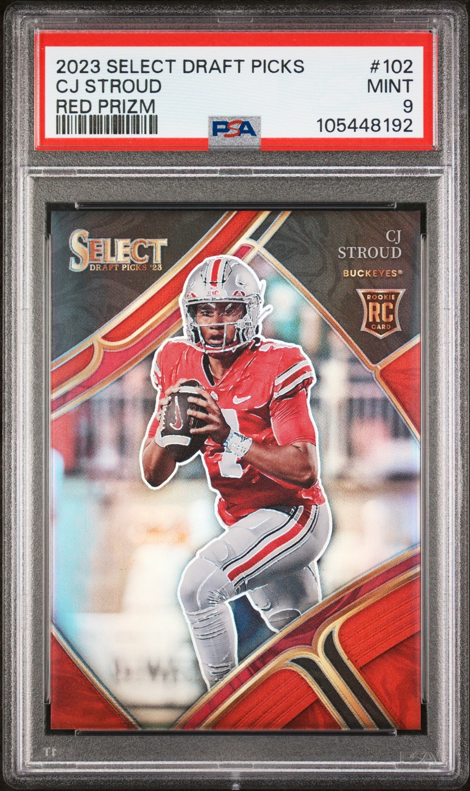 2023 PANINI SELECT DRAFT PICKS RED PRIZM #102 CJ STROUD 44/149 PSA 9