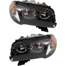 Driver And Passenger Side Headlight For Bmw X3 2004-2006 Halogen With Bulbs