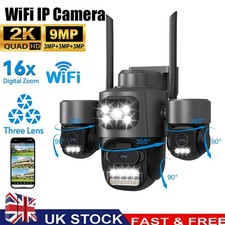 Three Lens 9MP PTZ WiFi IP Camera Outdoor CCTV Security Camera AI Auto Tracking.