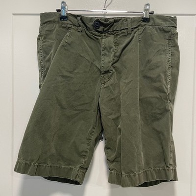North Sails Mens Olive Green Cotton Chino Shorts Size 33 Flat Front Casual