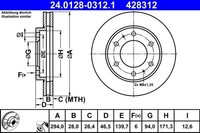 2X ATE Bremsscheibe 24.0128-0312.1 Passend FüR Fiat Mitsubishi