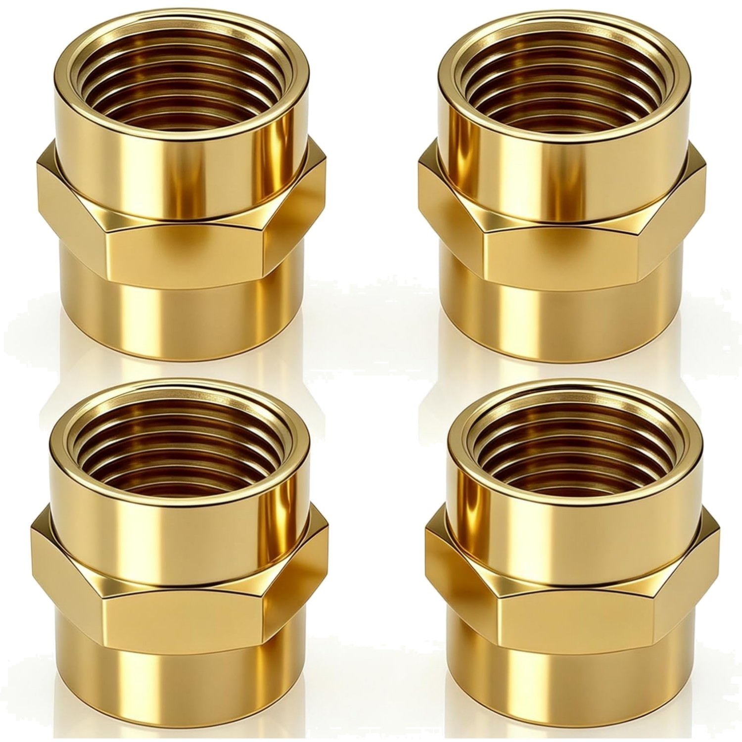 Brass Pipe Fitting NPT Coupler 3/4" x 3/4" (Pack of 4)