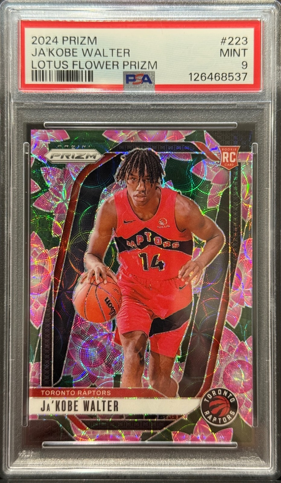 POP 2 NONE HIGHER 2024 Prizm #223 Ja'Kobe Walter Lotus Flower RC /18 PSA 9