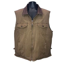 Kakadu Kelly 12 Concealed Carry Vest XXL Canvas Tobacco Brown Leather Collar