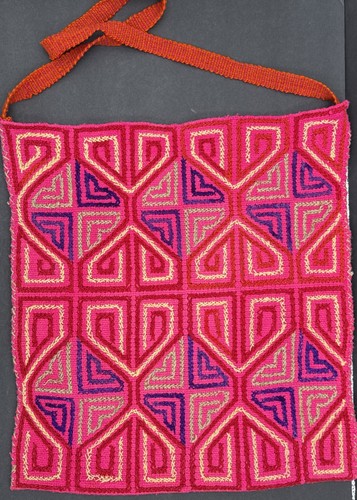 Vintage Large Mexican Hand Woven Embroidered Wool Purse Bag Colorful