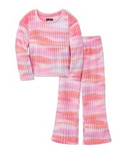 Girl  s CUDDL DUDS Ribbed Fleece Long Sleeve 2-Piece Pajama Set Size S 6/6X NWT