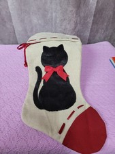 Holiday Stocking With Black Cat Jingle Bells