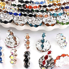 100PCS Wave Spacer Beads Bulk for Pens, 12Mm Assorted Color Rhinestone Beads for