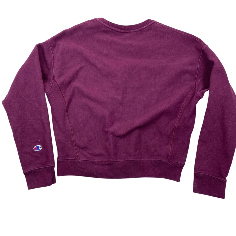 Champion Mujer Tejido Inverso Sudadera Mediana Borgoña Vintage Pullover Casua Foto 2 de 4
