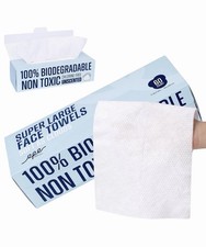XL Disposable Face Towels, Ultra Soft Makeup Remover Dry Wipes, 100 Biodegra...