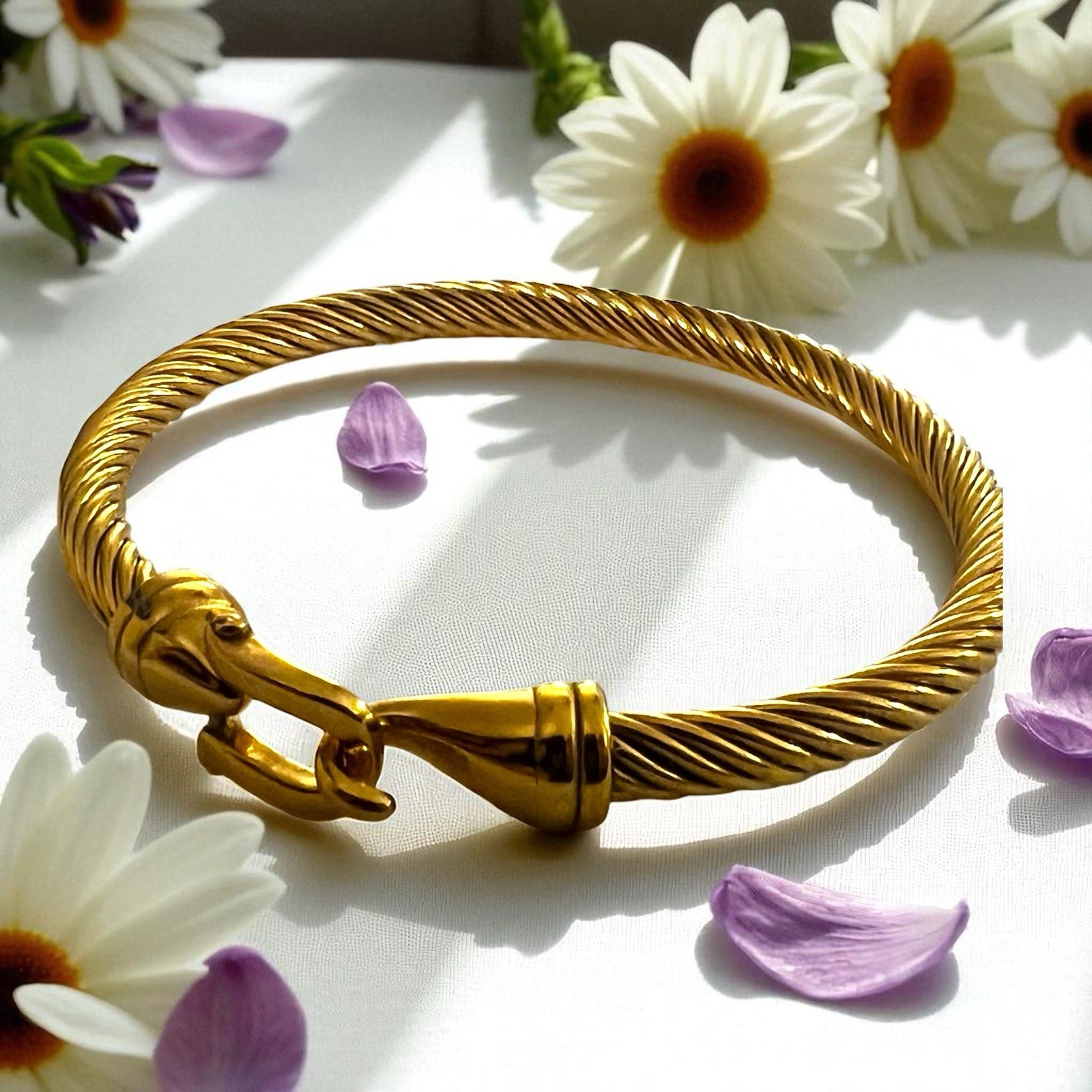 Twisted Cable Bracelet Cable Cuff  Hook Bangle Go… - image 20