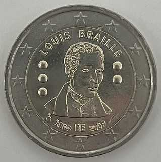 2 Euro Gedenkmünze Belgien 2009 Louis Braille unz.