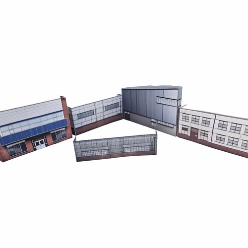 N Gauge Industrial Buildings Pack of 5 Card Low Relief Models 1/148 scale Set 68 - Picture 1 of 9