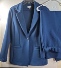 Joan Rivers 2-Pc Pant Suit Womans Size 14/16 Blue Textured Stretch. Hard To Find