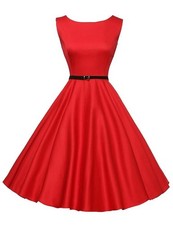 NWT Red Sleeveless Fit & Flare Dress – Retro 50s Style, Belted Waist, Size XL