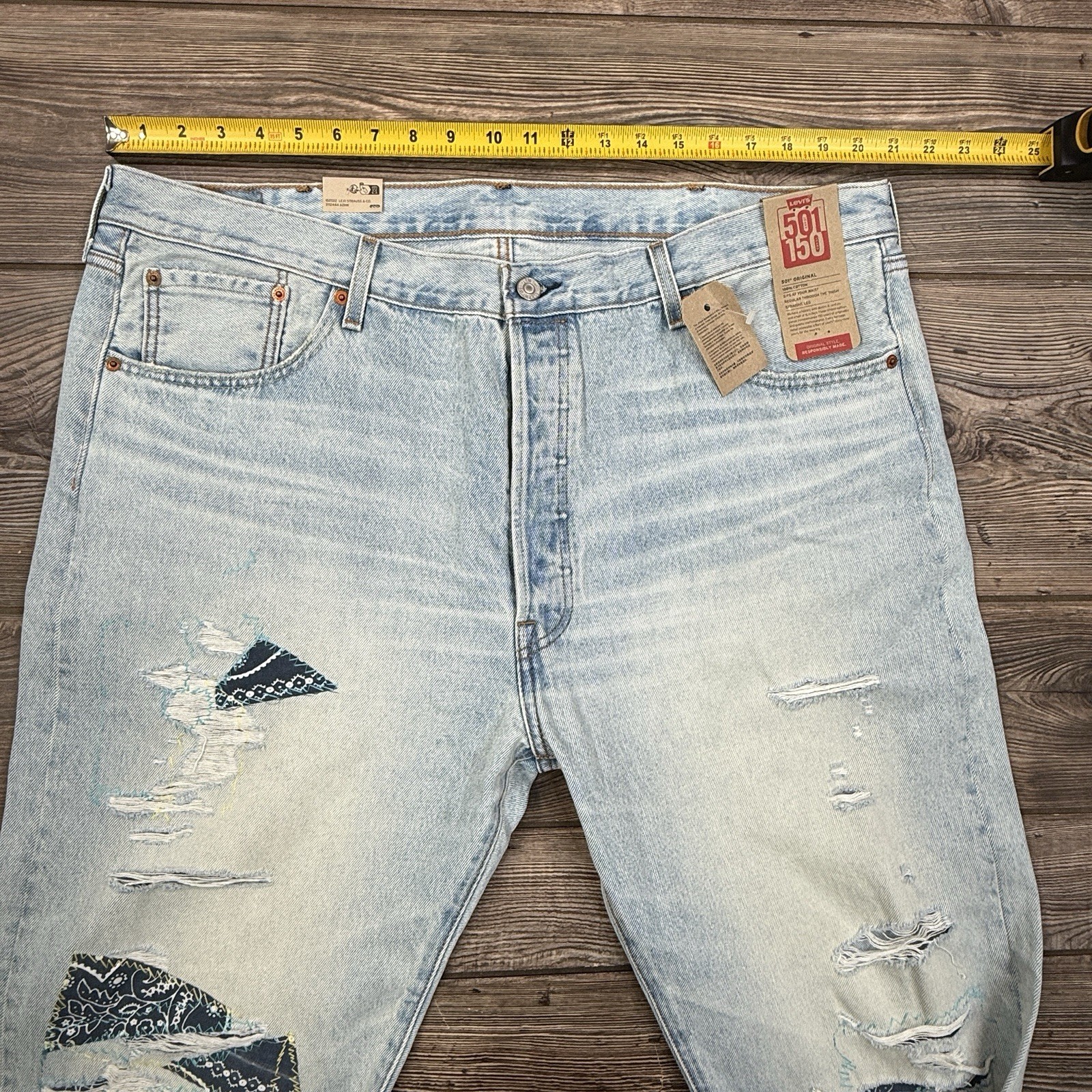 Levi’s Men’s 150th Anniversary 501 Jeans Distressed Patched 005013407 Size 42X32