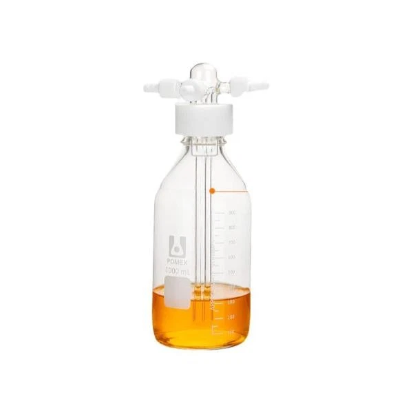 Borosilicate Gas Washing Bottle 100ml-2000ml Lab Buffer Drechsel Head GL45 Lid - Image 4 of 4