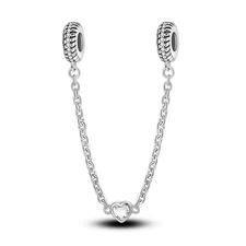 MULA 925 Sterling Silver DIY Charm Safety Chain Guarding Heart for WomenBracelet