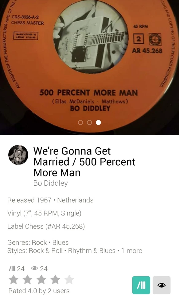 Bo Diddley-500 Percent More Man/We're Gonna Get Married/45rpm/ 1967/Dutch Press - Image 4 of 4