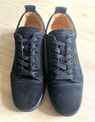 Christian Louboutin Louis Herren Sneaker Low Top Wildleder Schwarz/Rot EU 40
