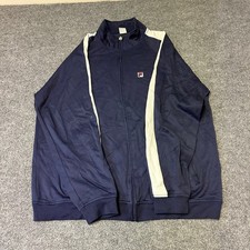 Fila Track Jacket Mens Size XL Navy Blue Cream Stripe Full Zip Streetwear