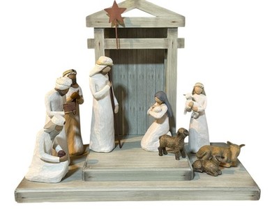 Willow Tree Nativity Scene 3 Wisemen Crèche Backdrop All With Boxes