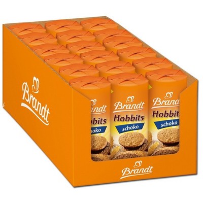 (10,17 /1kg) Brandt Hobbits Schoko, Gebäck, Haferkeks, 18 Rollen je 265g