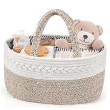 Extra Large Baby Diaper Caddy Organizer, Cotton Rope Nursery XX-Large A-Brown