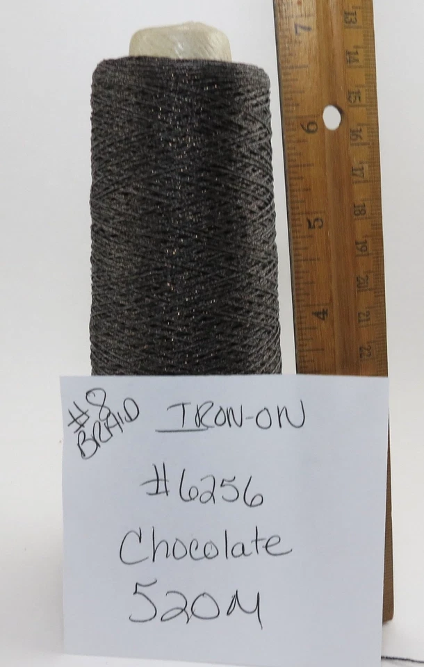 Kreinik Metallic Fusible Iron-on Thread Chocolate #6256 -#8 Braid 520M - Image 3 of 3