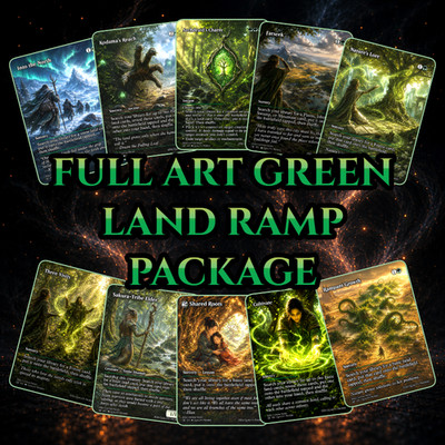 Custom Art Proxies Bundle - 10 Full Art Green Land Ramp Staples