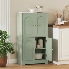 4-Door Kitchen Cupboard, Kitchen Storage Cabinet with Adjustable Shelves