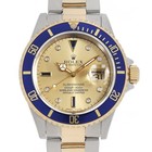 ROLEX SUBMARINER Date 8P Diamond/3P Sapphire 16613SG Champagne all tritium R...