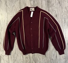 Vintage 60  s Brentwood Virgin Wool Blend Multicolor Striped Cardigan Sweater