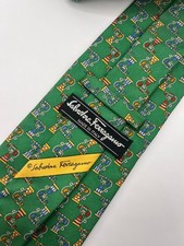 Salvatore Ferragamo RARE Telephone Pattern EXCELLENT Condition Silk Men?s Neckti