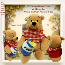 Picnic Pooh 90s Vintage Disney Store Winnie the Pooh Plush Toy Mini Bean Bag