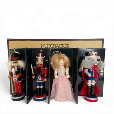 Vintage 1999 Nutcracker Village Set of 4 Nutcracker Ballet Wooden Ornaments